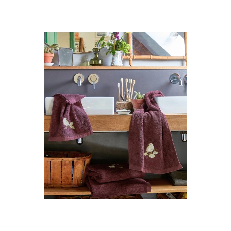 Gant de toilette - Aubergine - 15x21 cm