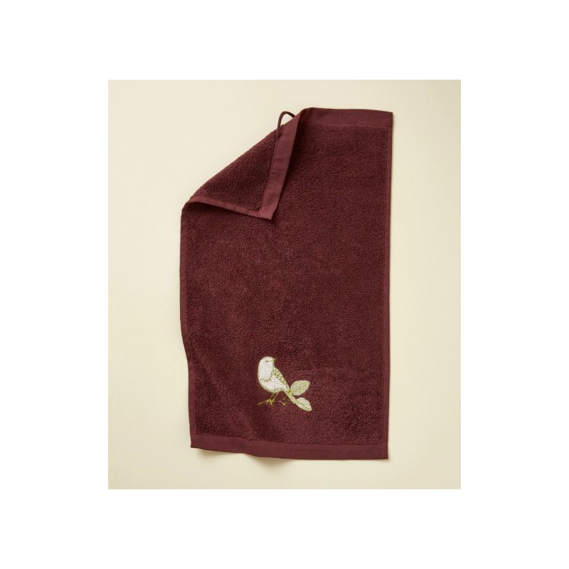 Serviette invité - Aubergine - Brodée - 30x50 cm