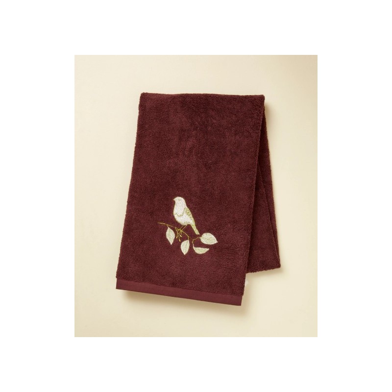 Drap de douche - Aubergine - Brodé - 70x140 cm