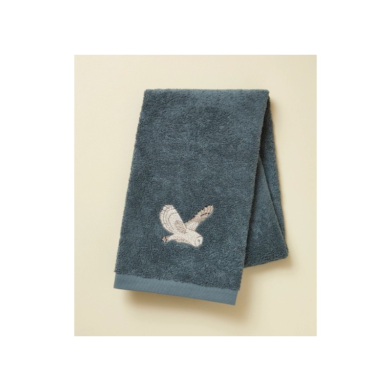 Serviette - Bleu fumé - Brodée - 50x100 cm