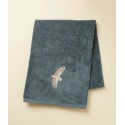 Drap de bain - Bleu fumé - Brodé - 100x150 cm