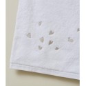 Serviette - Blanche - Brodée - 50x100 cm - Jolis cœurs