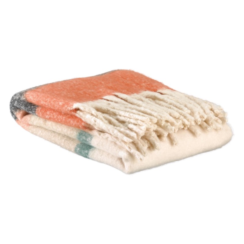 Plaid recyclé - Isabel rayé Chataigne