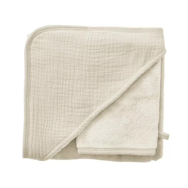 Cape de bain avec Gant de Toilette - Lait