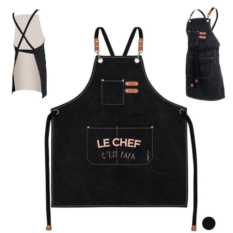 Tablier noir - Le Chef c'est Papa