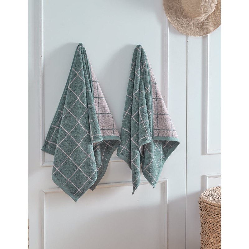 Serviette Jacquard ARCADIA CHECK – Lichen /Au tombeau des jaloux