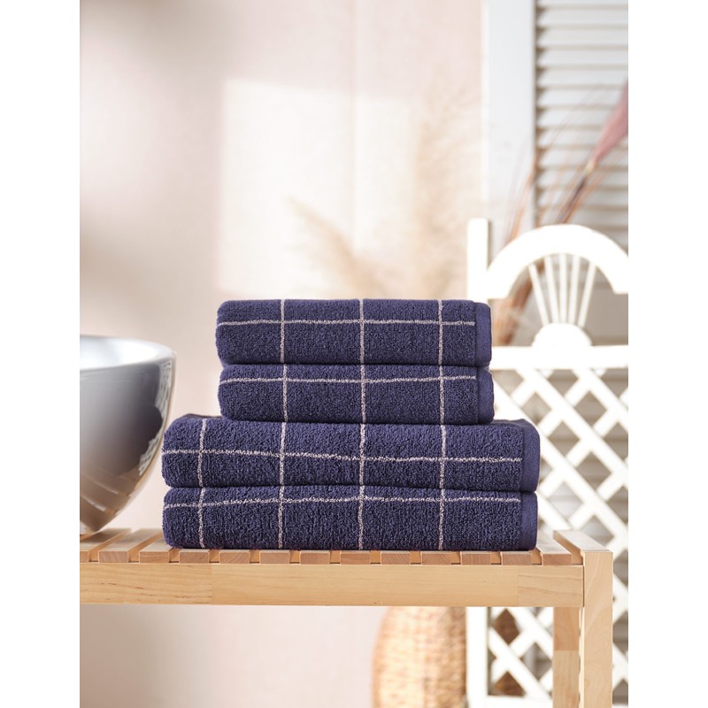 Drap de douche Jacquard ARCADIA CHECK – Indigo /Au tombeau des jaloux