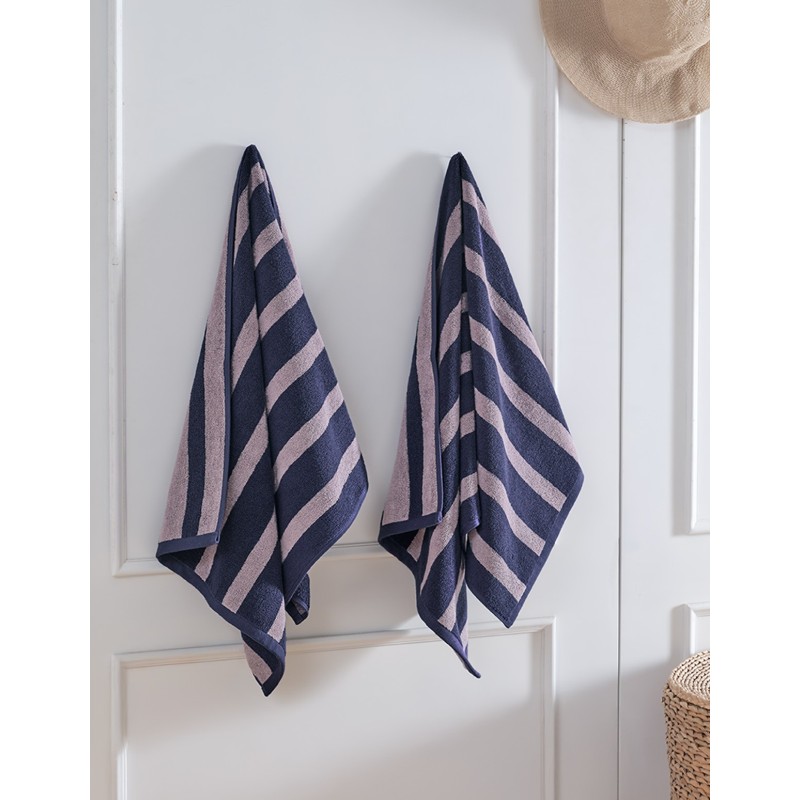 Drap de douche Jacquard ARCADIA STRIPE– Indigo /Au tombeau des jaloux