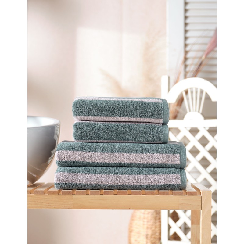 Serviette Jacquard ARCADIA STRIPE – Lichen /Au tombeau des jaloux