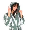 Peignoir adulte - capuche - velours jacquard rayé - 420gr/m² 100% coton ANTIGUA