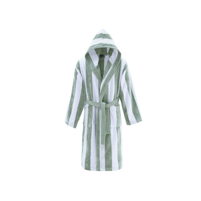 Peignoir adulte - capuche - velours jacquard rayé - 420gr/m² 100% coton ANTIGUA