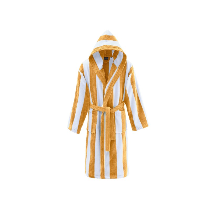 Peignoir adulte - capuche - velours jacquard rayé - 420gr/m² 100% coton ANTIGUA
