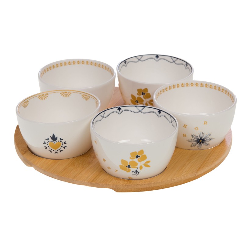 Coffret "Poésie" – 5 Bols + Plateau en Bois| Au Tombeau des Jaloux