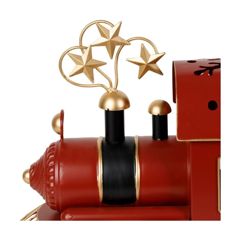 Décoration "P’tit Train Bell" – Rouge et Doré Fer – 76 x 16,5 x H 32 cm| Au Tombeau des Jaloux