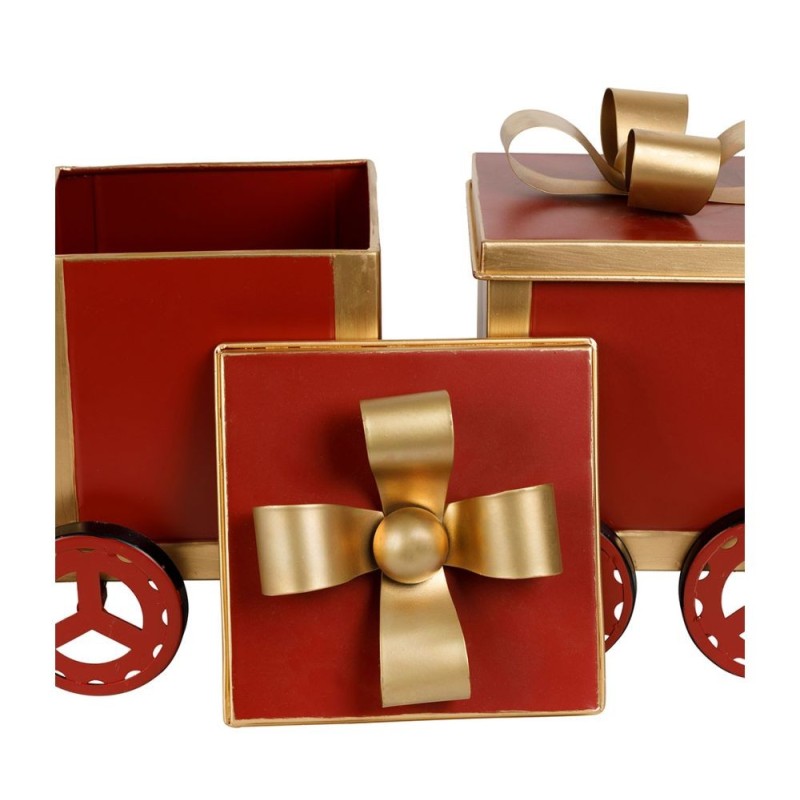 Décoration "P’tit Train Bell" – Rouge et Doré Fer – 76 x 16,5 x H 32 cm| Au Tombeau des Jaloux