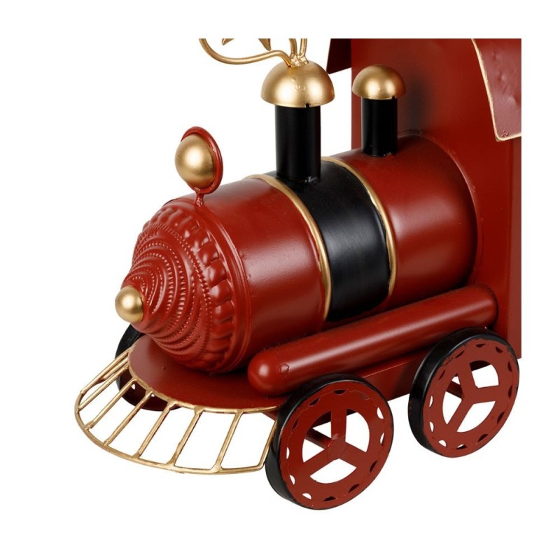 Décoration "P’tit Train Bell" – Rouge et Doré Fer – 76 x 16,5 x H 32 cm| Au Tombeau des Jaloux
