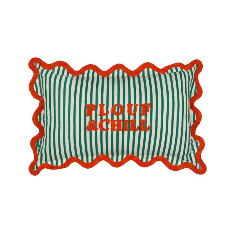Coussin Plouf&Sun Vert et Vermillon | Au Tombeau des Jaloux
