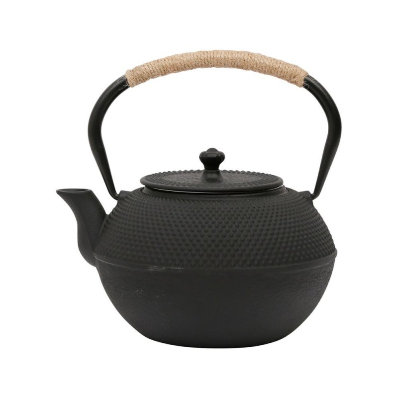 Théière en Fonte Noire – Anse en Corde + Filtre à Picots (1,2 L) | Au Tombeau des Jaloux