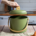 Seau à compost d’intérieur en acier et bambou (7 L) avec filtre anti-odeurs/ Au Tombeau Des Jaloux