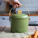 Seau à compost d’intérieur en acier et bambou (7 L) avec filtre anti-odeurs/ Au Tombeau Des Jaloux
