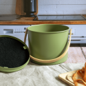 Seau à compost d’intérieur en acier et bambou (7 L) avec filtre anti-odeurs/ Au Tombeau Des Jaloux