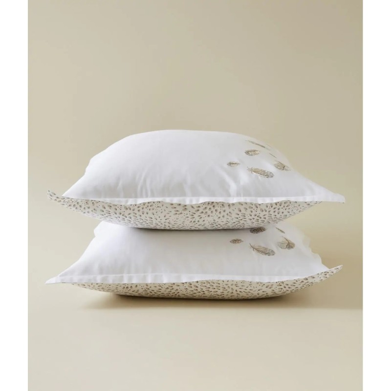 Taie d’oreiller brodée Nina en satin de coton certifié OEKO-TEX®/Au Tombeau Des Jaloux