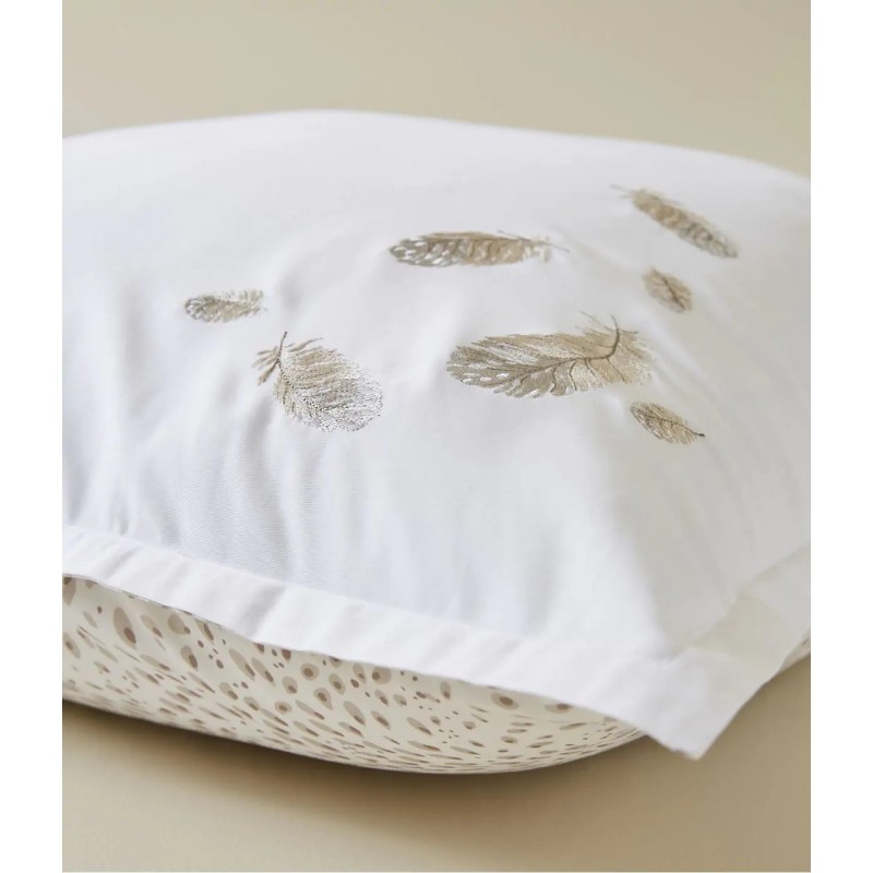 Taie d’oreiller brodée Nina en satin de coton certifié OEKO-TEX®/Au Tombeau Des Jaloux
