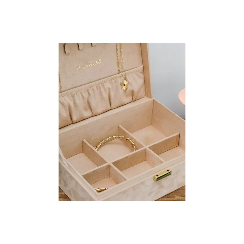 Boîte à Bijoux Louise en Velours Beige| Au Tombeau des Jaloux