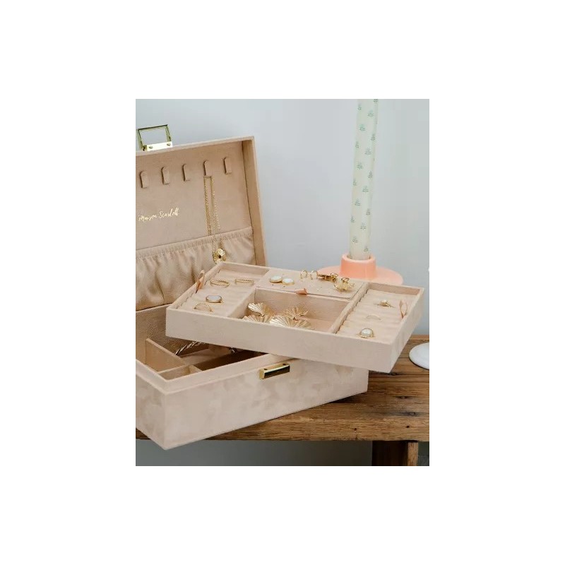Boîte à Bijoux Louise en Velours Beige| Au Tombeau des Jaloux