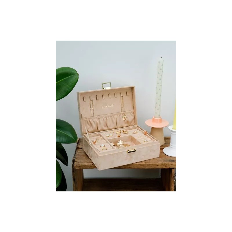 Boîte à Bijoux Louise en Velours Beige| Au Tombeau des Jaloux
