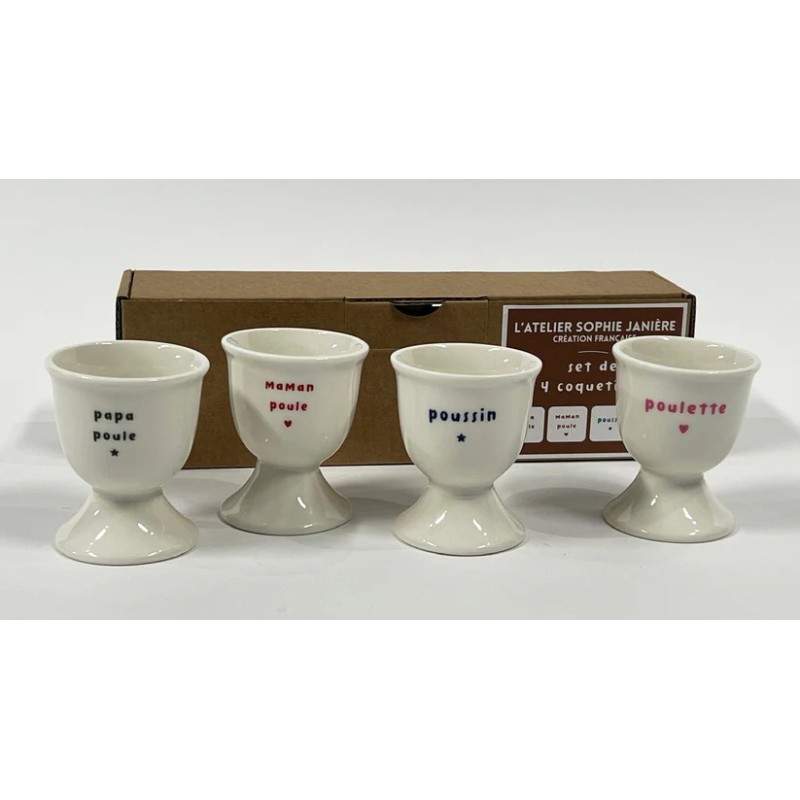 Set de 4 Coquetiers "La Famille Poule" | Au Tombeau des Jaloux