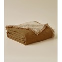 Jeté de Lit en Gaze de Coton – Moka/Naturel/ Au Tombeau Des Jaloux