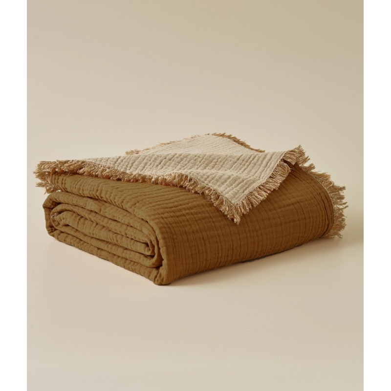 Jeté de Lit en Gaze de Coton – Moka/Naturel/ Au Tombeau Des Jaloux