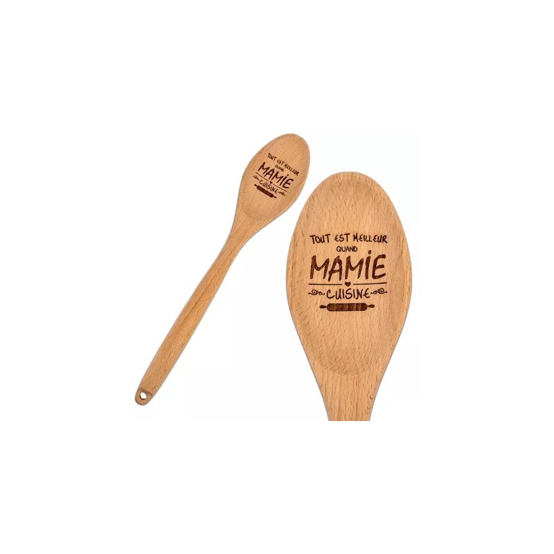 Cuillère en Bois Gravée – "Mamie Cuisine"|  Au Tombeau des Jaloux
