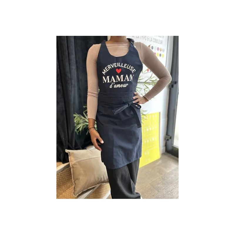 Tablier XL Marine – "Merveilleuse Maman d’Amour"|  Au Tombeau des Jaloux