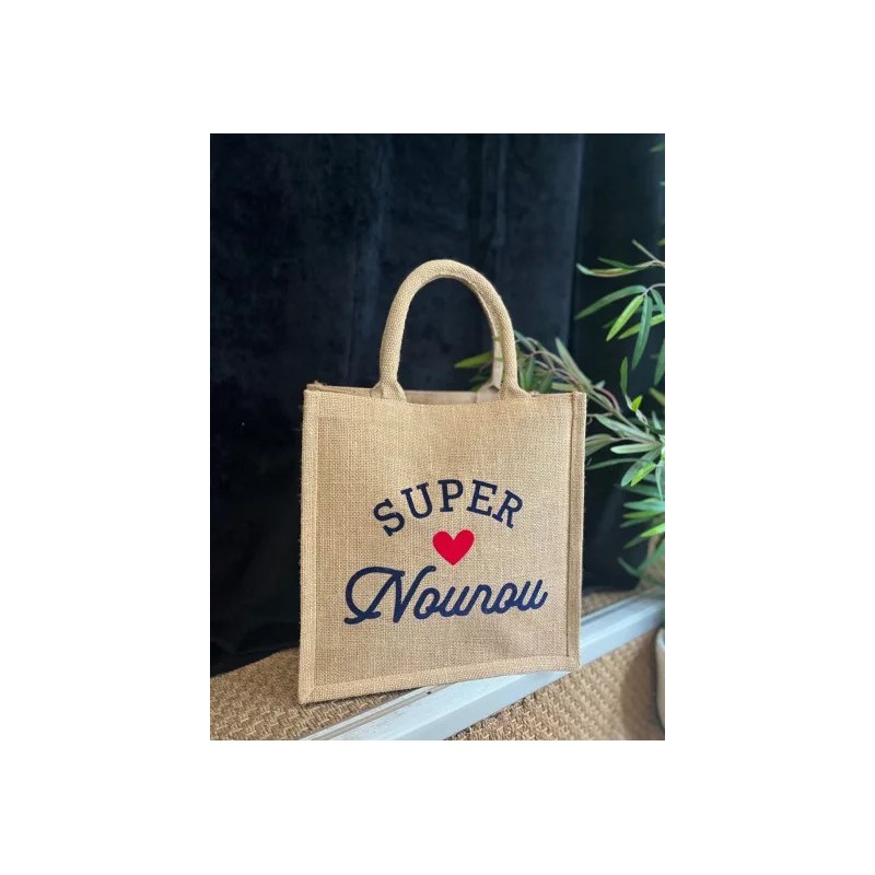 Cabas Toile de Jute – "Super Nounou" – Collection Fin d’Année|  Au Tombeau des Jaloux