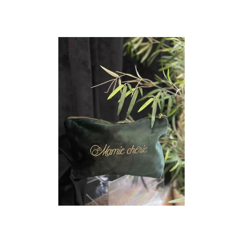 Pochette Velours Vert – "Mamie Chérie"|  Au Tombeau des Jaloux