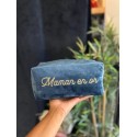 Trousse de Toilette Cube en Velours –  "Maman en or"|  Au Tombeau des Jaloux
