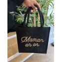 Cabas Toile de Jute – "Maman en Or" – Fête des Mères|  Au Tombeau des Jaloux