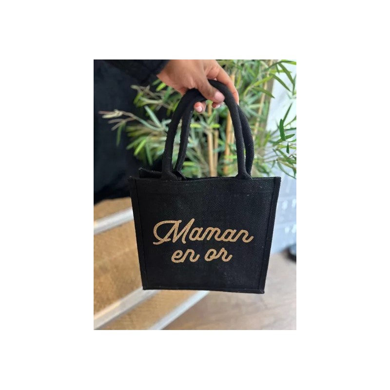 Cabas Toile de Jute – "Maman en Or" – Fête des Mères|  Au Tombeau des Jaloux