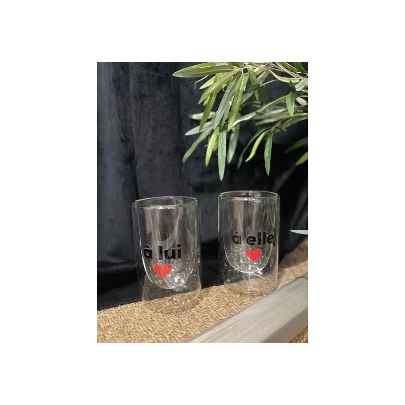Lot de Mugs/Verres Double Paroi "À Elle & À Lui" – 40 cl |  Au Tombeau des Jaloux