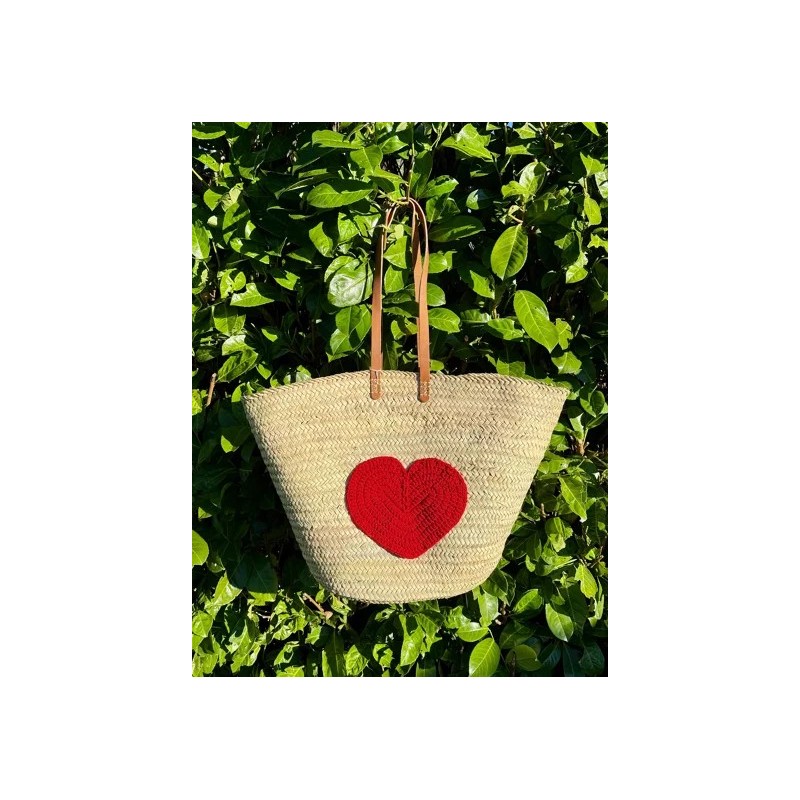 Grand Panier en Palmier – Cœur Rouge|  Au Tombeau des Jaloux