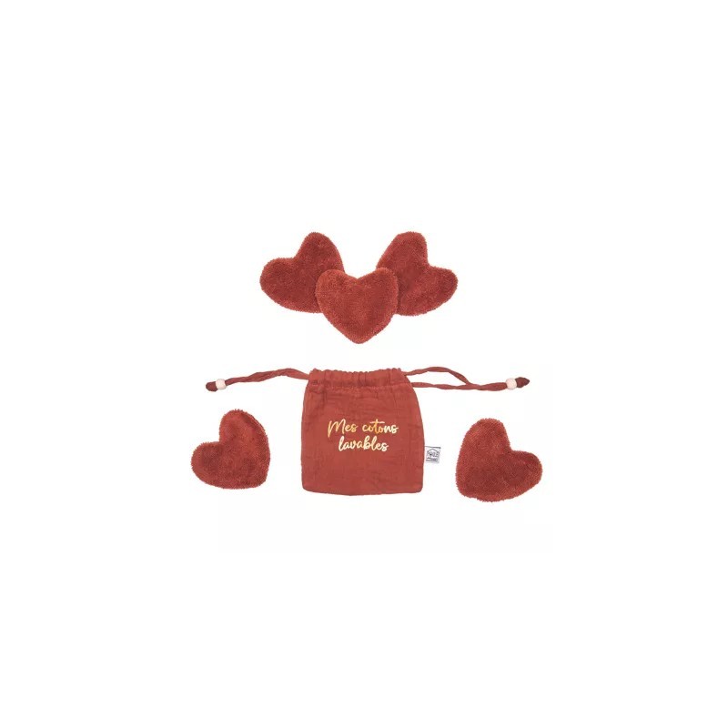 Set de 5 Cotons Lavables Forme Cœur|  Au Tombeau des Jaloux