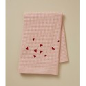 Drap de Douche Brodé "Jolis Cœurs Rose" – Nid d’Abeille - Au Tombeau des Jaloux