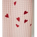 Drap de Douche Brodé "Jolis Cœurs Rose" – Nid d’Abeille - Au Tombeau des Jaloux