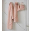 Drap de Douche Brodé "Jolis Cœurs Rose" – Nid d’Abeille - Au Tombeau des Jaloux