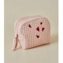 Trousse Brodée "Jolis Cœurs Rose" – Nid d’Abeille- Au Tombeau des Jaloux
