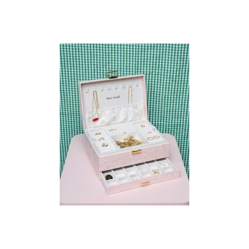 Boîte à Bijoux "Denise" en Lin – Élégance et Capacité| Au Tombeau des Jaloux