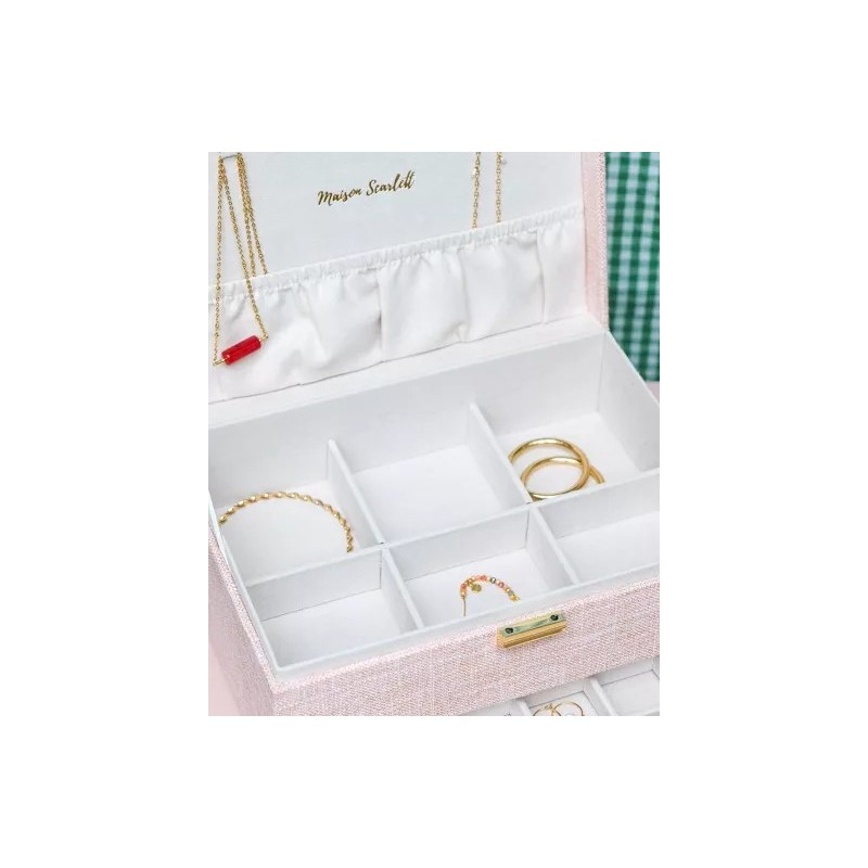 Boîte à Bijoux "Denise" en Lin – Élégance et Capacité| Au Tombeau des Jaloux
