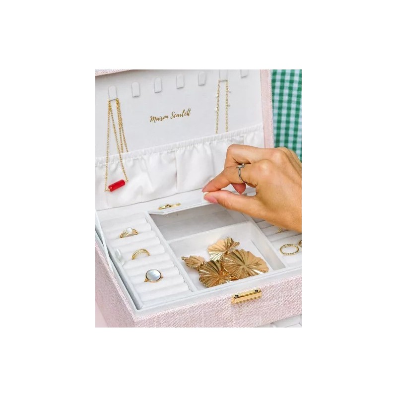 Boîte à Bijoux "Denise" en Lin – Élégance et Capacité| Au Tombeau des Jaloux